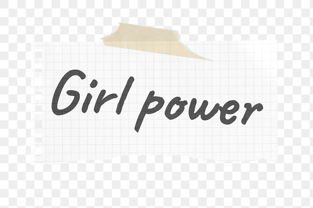 Girl power png typography sticker, ripped paper on transparent background