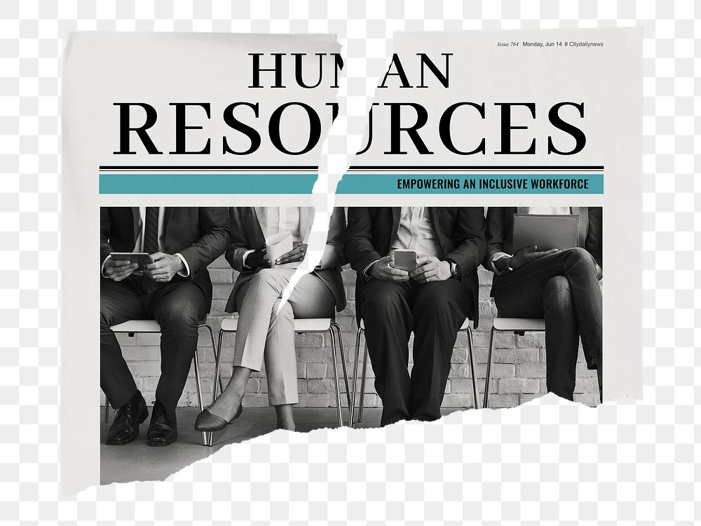 Human resources png newspaper sticker, business image on transparent background