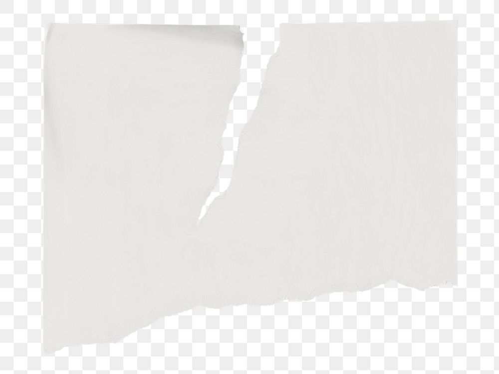 Png ripped note paper, white color design on transparent background