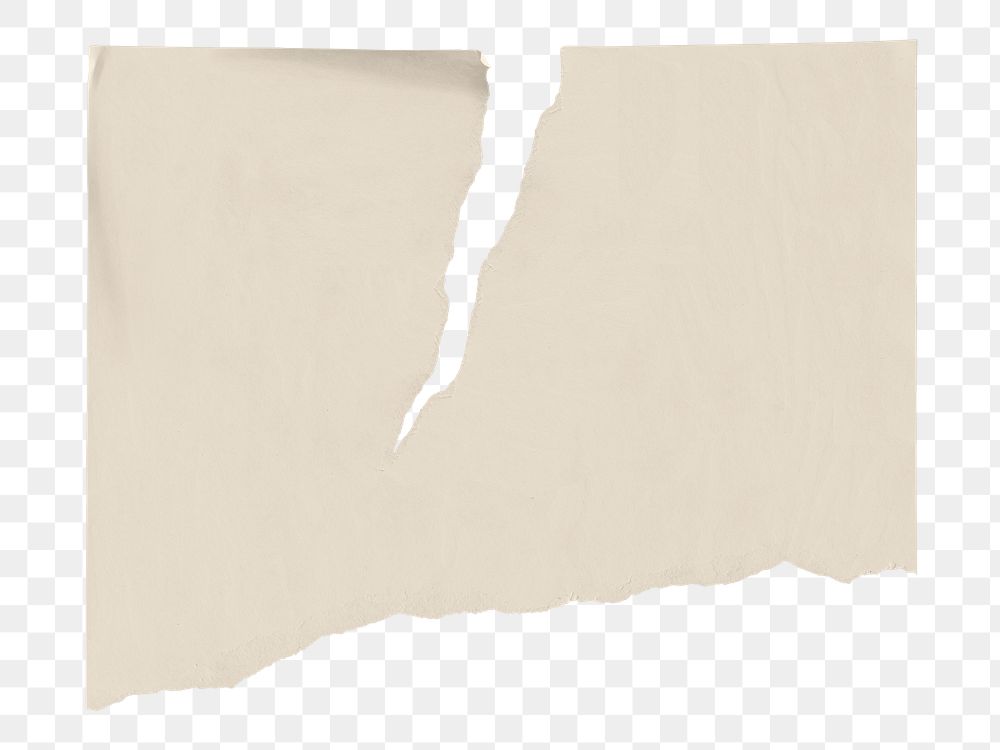 Png ripped note paper, beige color design on transparent background
