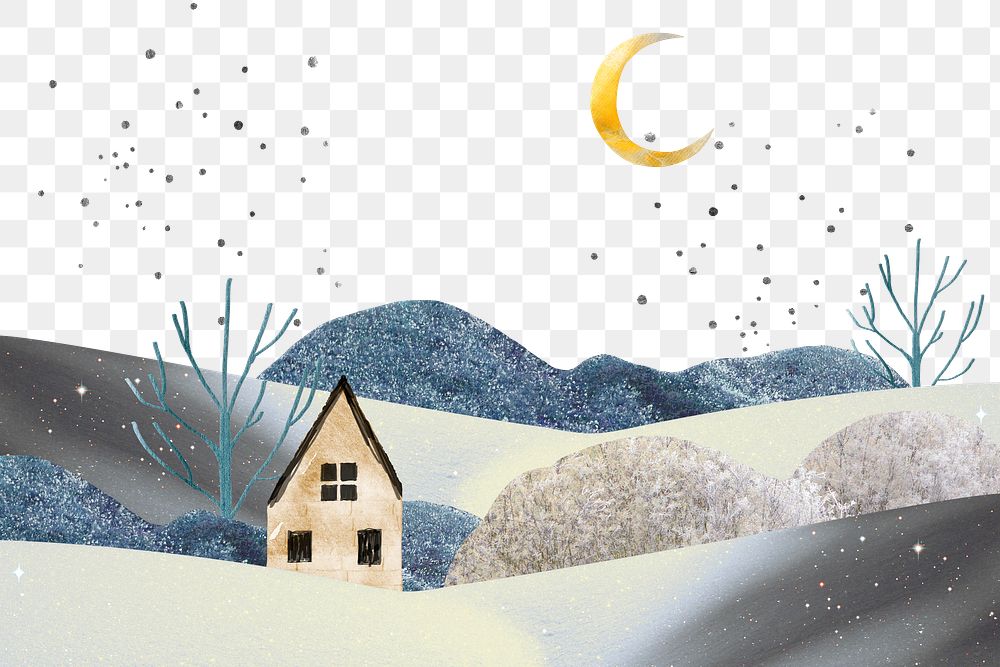 Landscape collage png transparent background, aesthetic illustrations