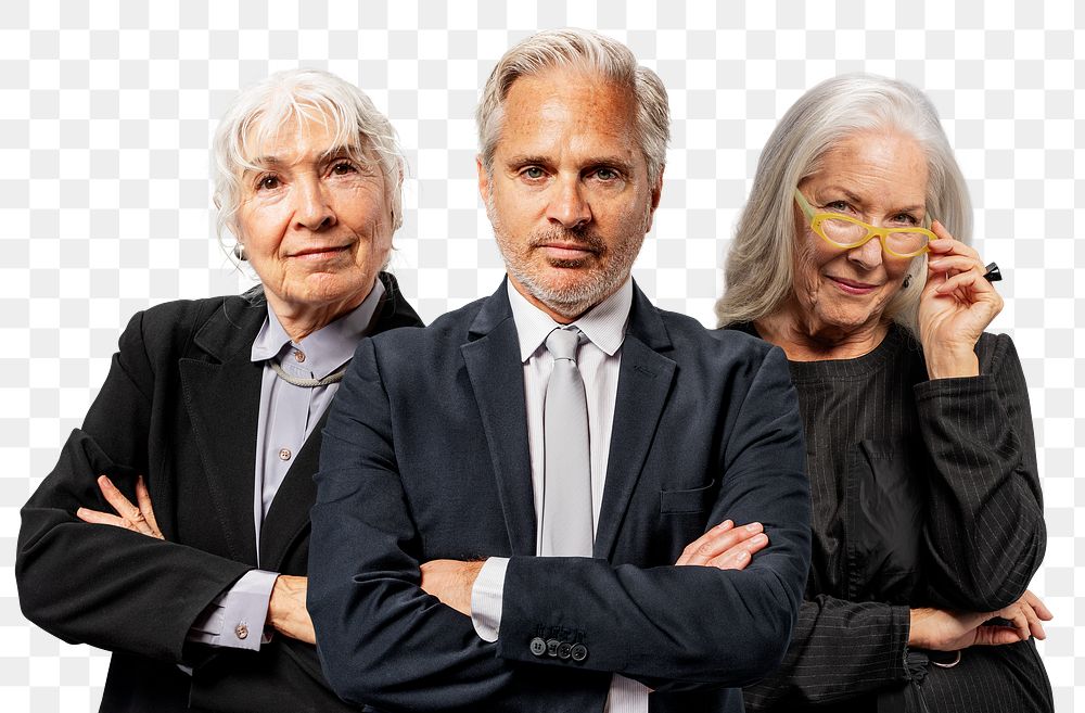 Senior business team png sticker, transparent background