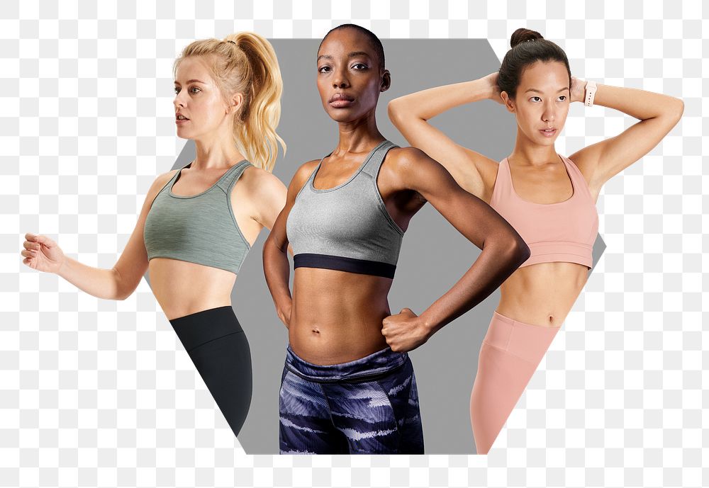 Strong fitness women png badge sticker, transparent background