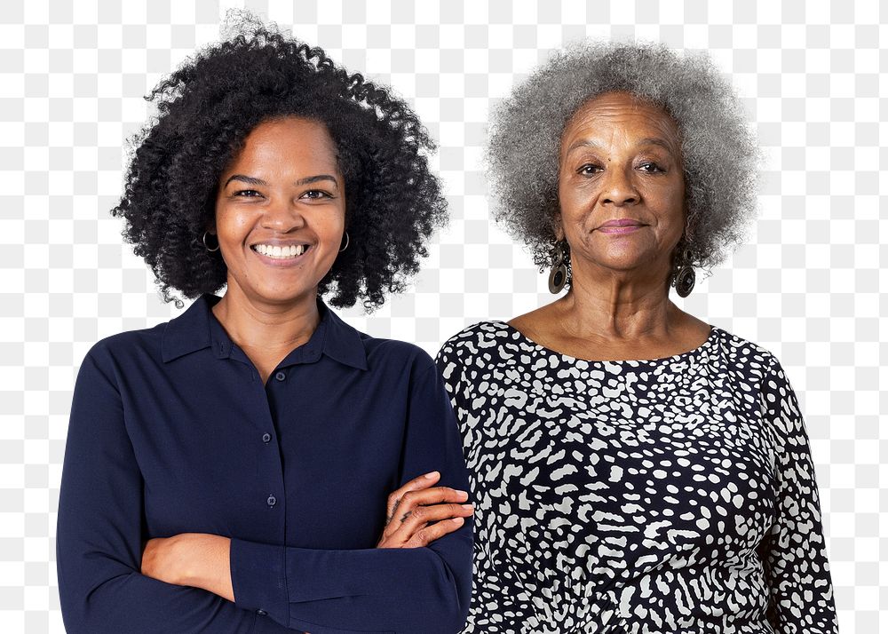 Png African mother & daughter sticker, transparent background