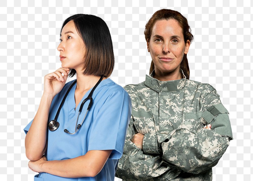 Nurse & soldier png sticker, transparent background