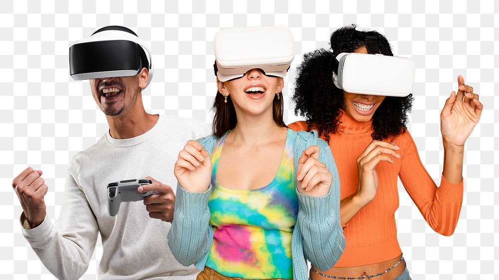 Virtual reality experience png sticker, transparent background