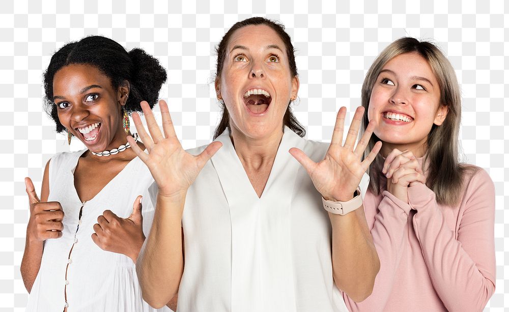Surprised women png sticker, transparent background