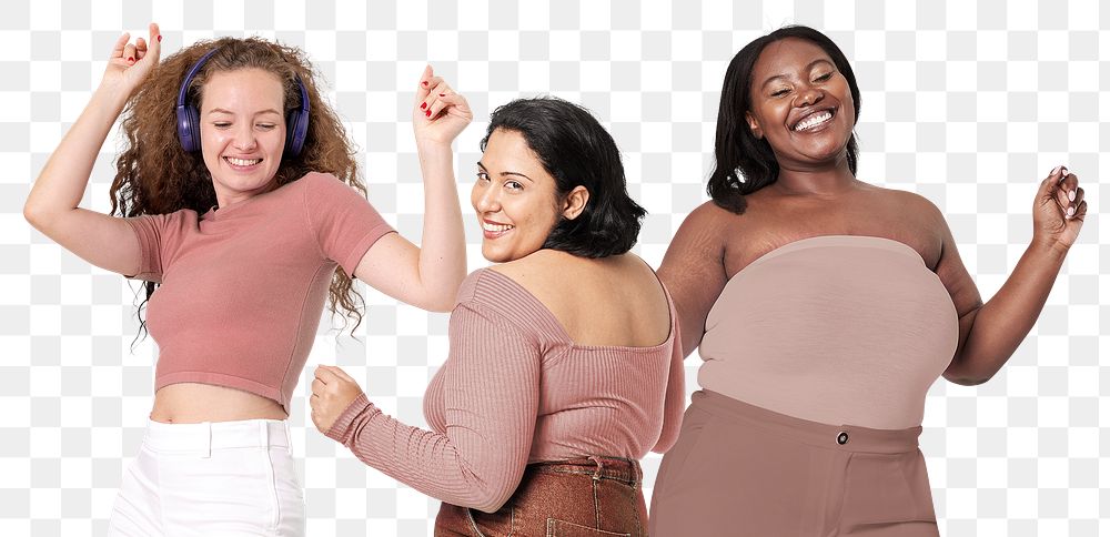 Diverse women dancing png sticker, transparent background