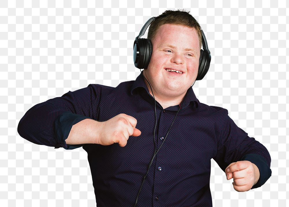 Png happy man with Down Syndrome sticker, transparent background