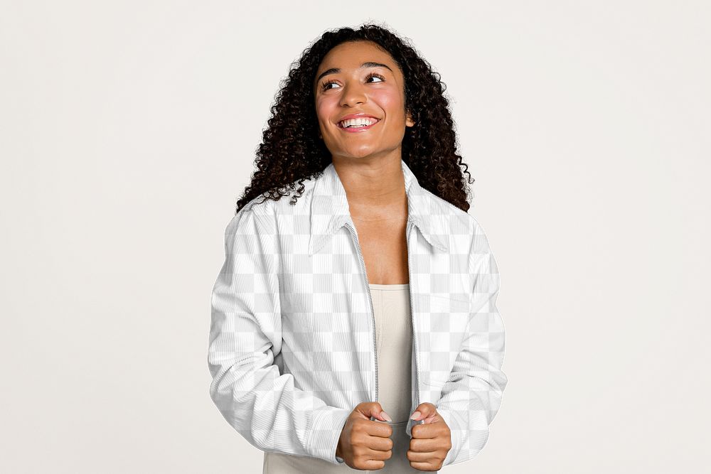 Women's short jacket png mockup, transparent design