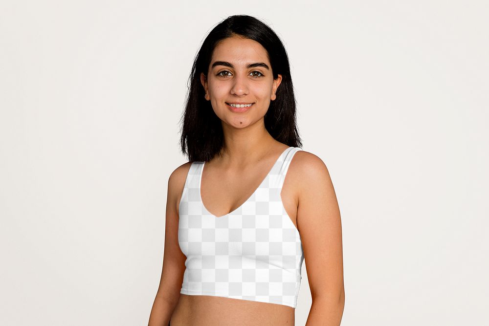 Sports bra png mockup, women's gym apparel, transparent design 