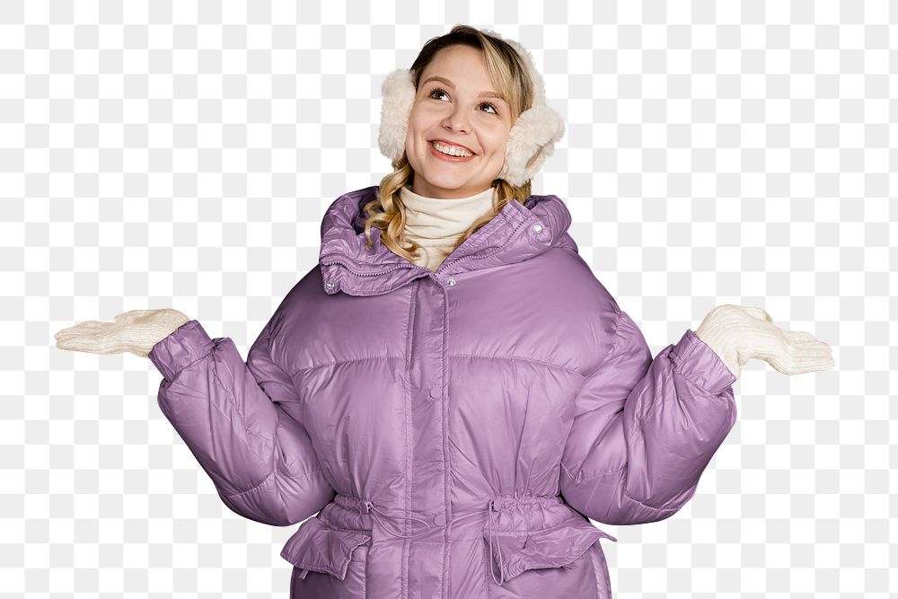 Women's winter outfit png sticker, transparent background