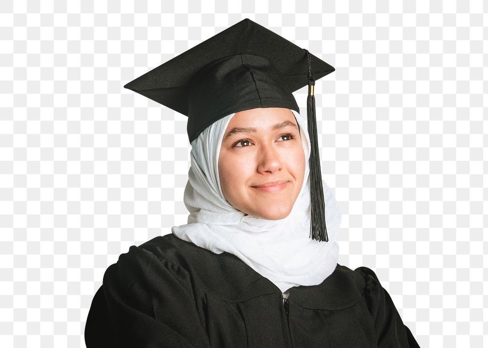 Muslim graduate png sticker, education image on transparent background