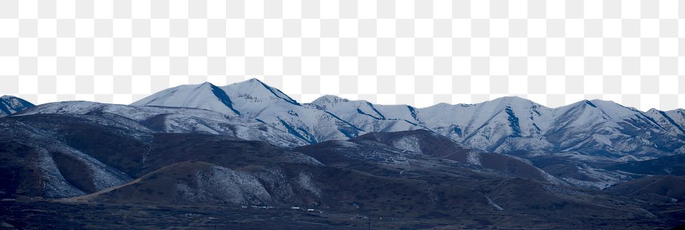Snowy mountain png border, transparent background