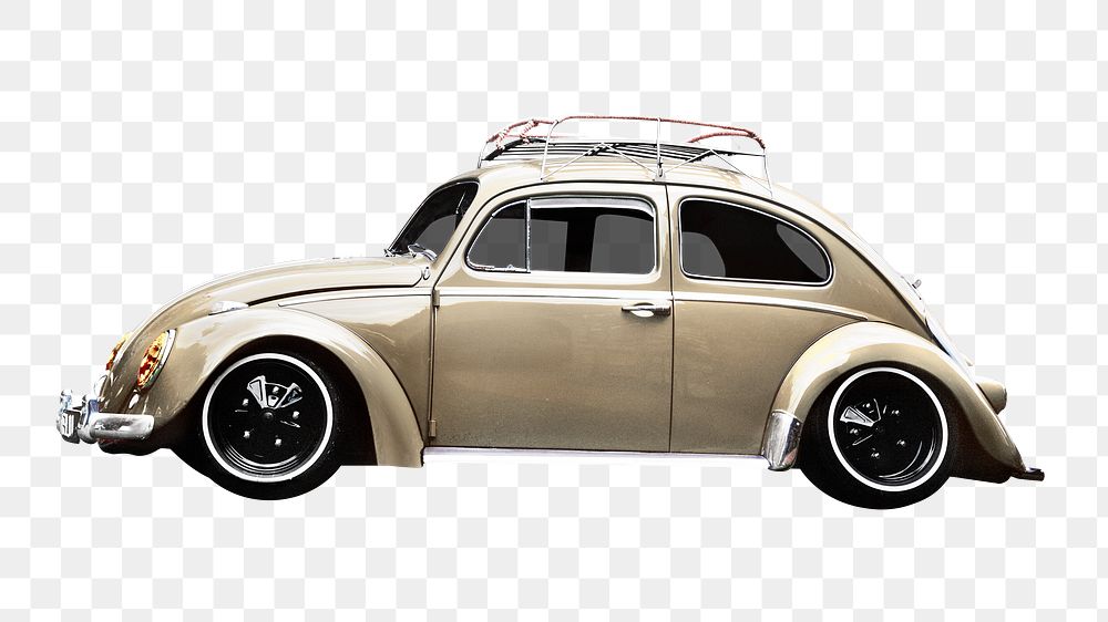 Vintage beetle png car sticker, vehicle image on transparent background