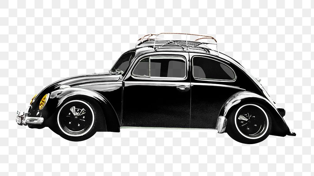 Black beetle png car sticker, vehicle image on transparent background