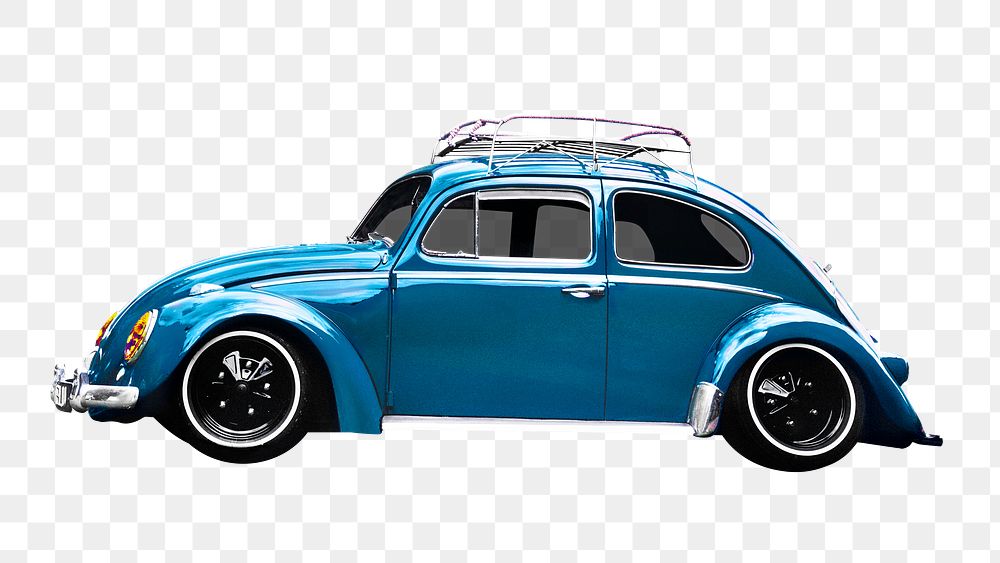 Blue beetle png car sticker, vehicle image on transparent background