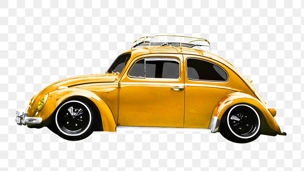 Yellow beetle png car sticker, vehicle image on transparent background