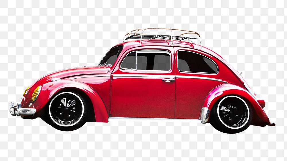 Red beetle png car sticker, vehicle image on transparent background
