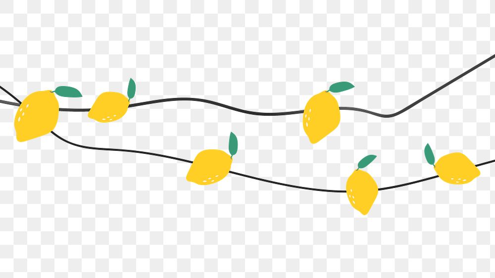 Aesthetic lemon png transparent background, fruit bunting illustration