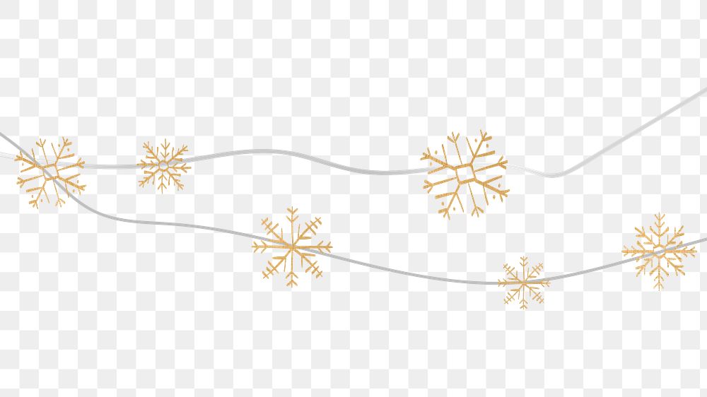 Gold snowflakes png transparent background, Christmas winter bunting