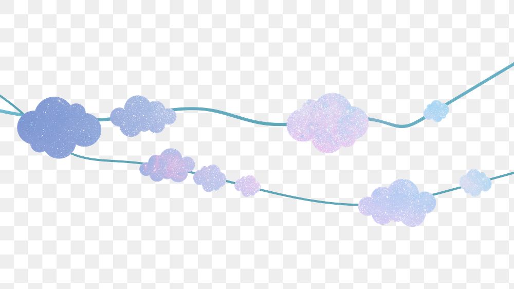 Clouds bunting png transparent background, cute weather illustration