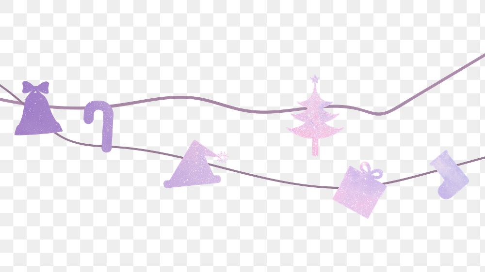 Christmas png transparent background, purple festive bunting