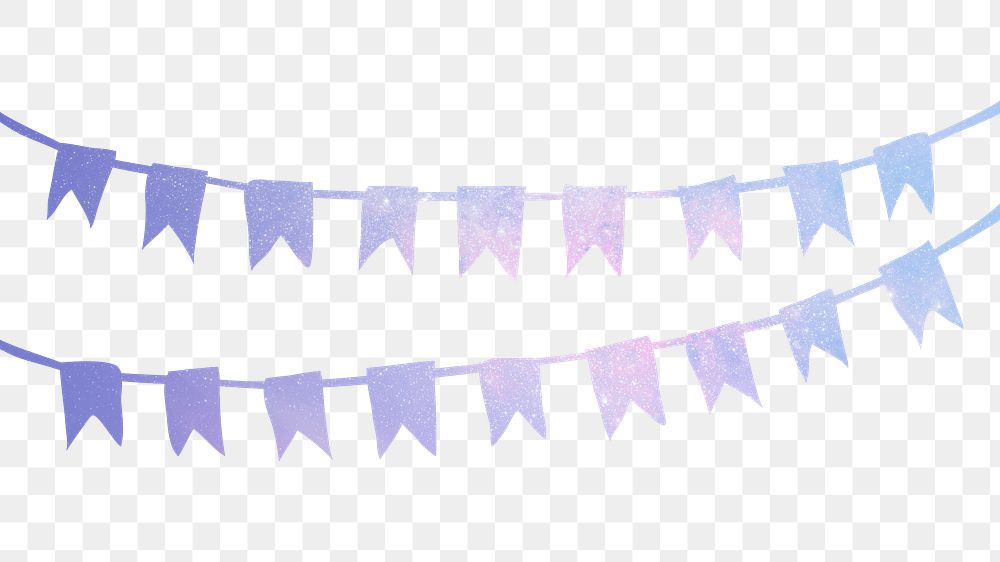 Purple festive png garland  transparent background, glitter aesthetic design