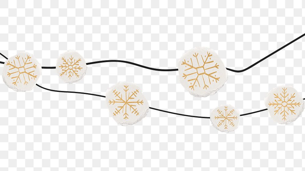 Gold snowflakes png transparent background, Christmas winter bunting