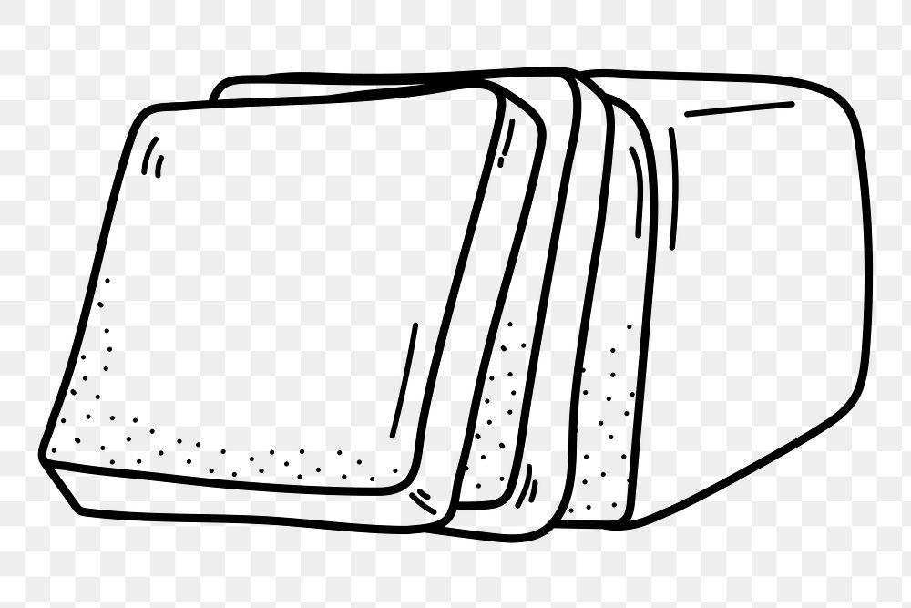 Bread png doodle sticker, black & white illustration, transparent background