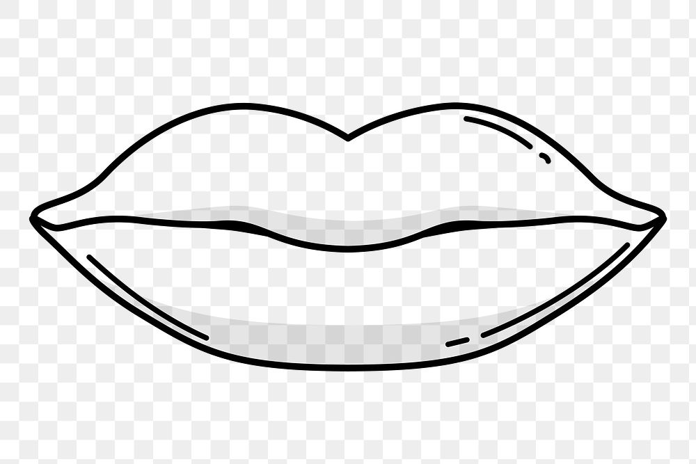 Mouth png doodle sticker, black & white illustration, transparent background