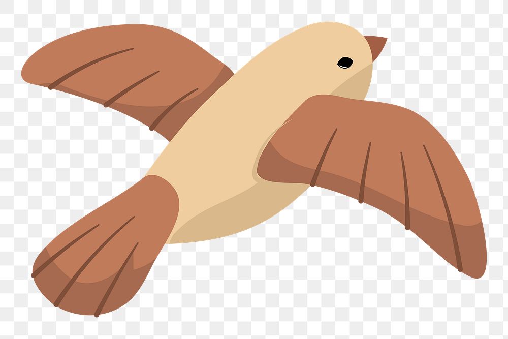 Brown bird png sticker, cute illustration, transparent background
