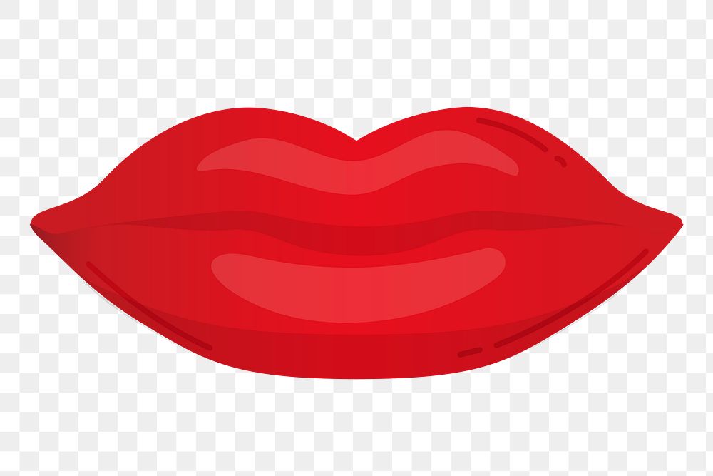 Red lips png sticker, cute illustration, transparent background