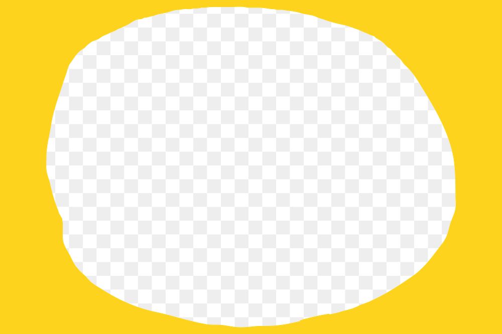 Yellow circle png doodle frame, transparent background