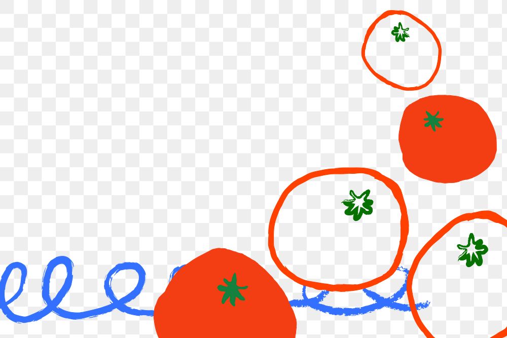 Tomato doodle png border, transparent background