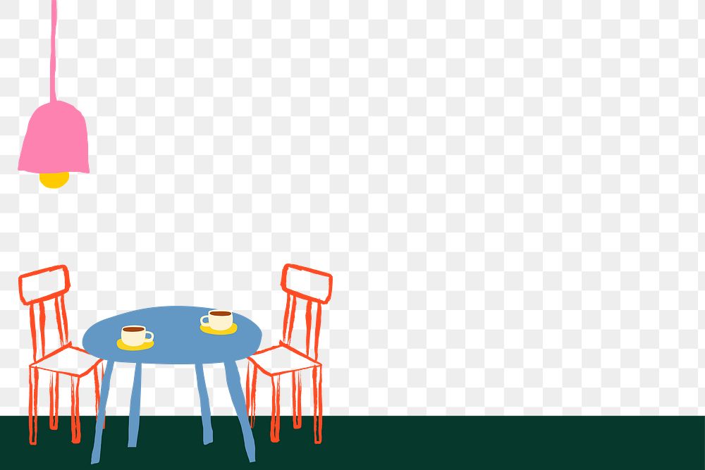 Dining table png doodle border, transparent background