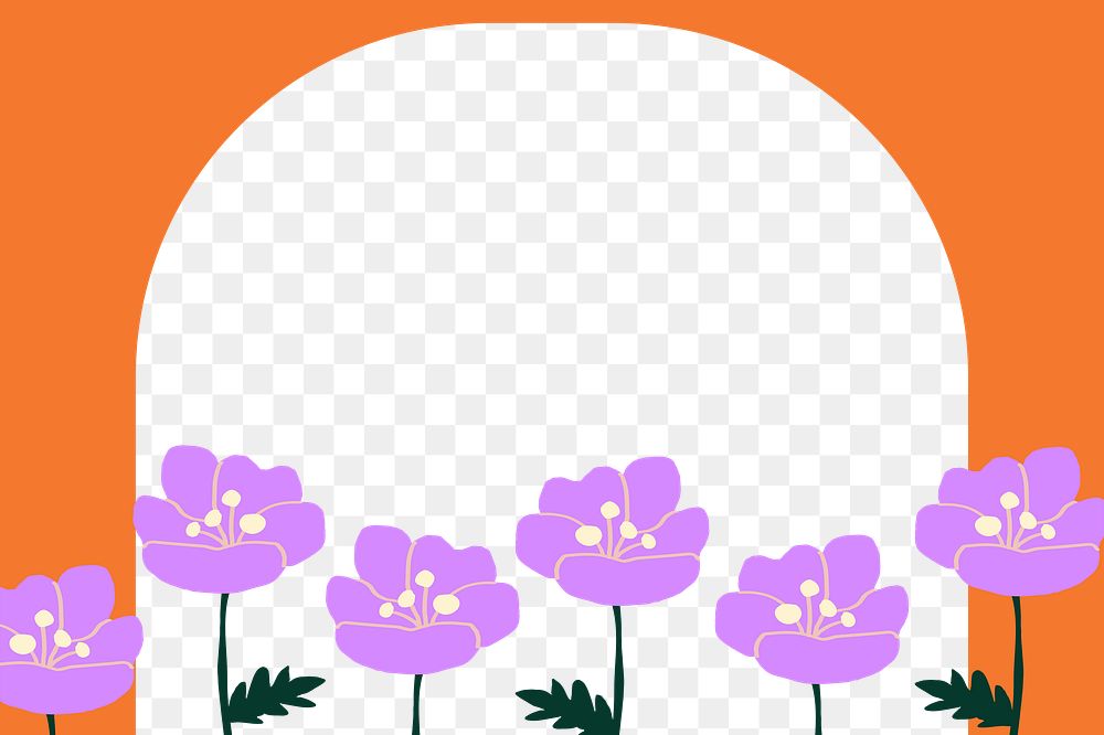 Spring flowers png doodle frame, transparent background