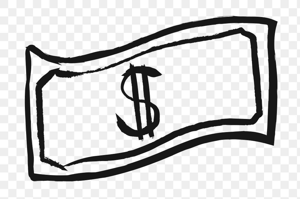 Dollar bill png sticker, stationery doodle, transparent background