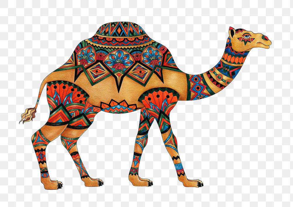 Mandala camel png animal sticker, transparent background