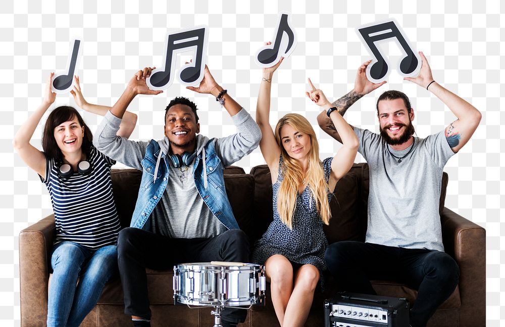 People playing music png sticker, transparent background