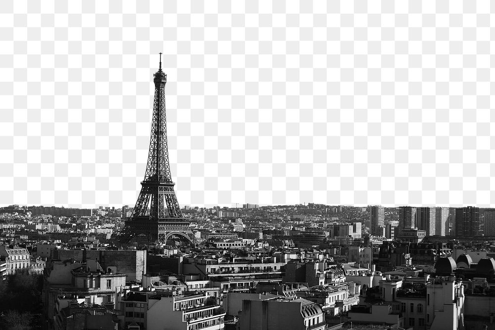 Paris skyline png border, transparent background