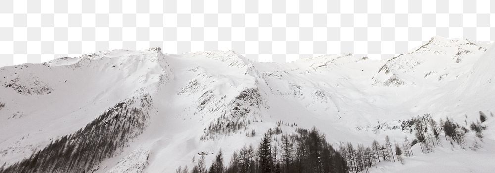 Snowy mountain png border, transparent background