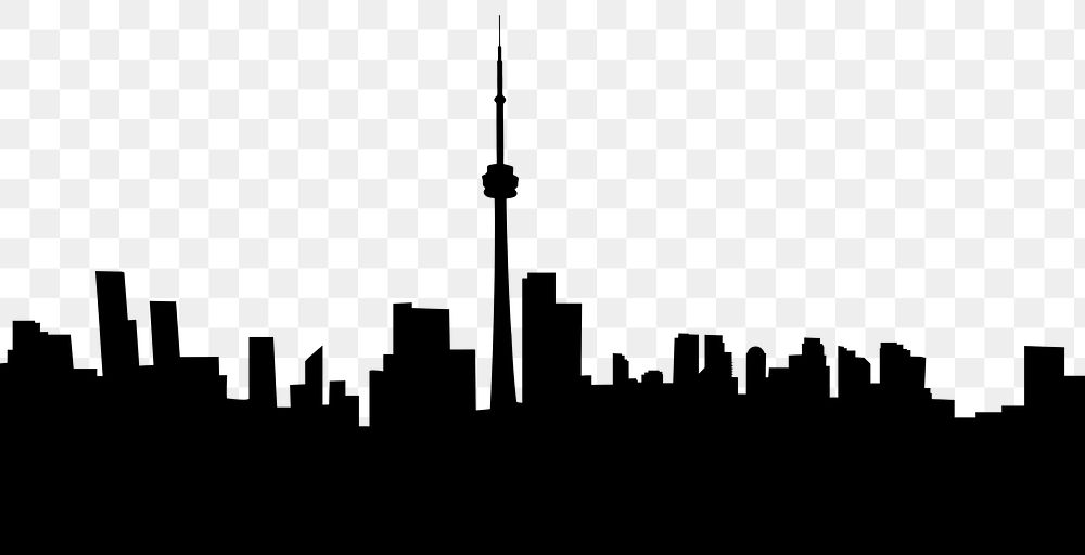 Skyline silhouette png border, Toronto, black, transparent background
