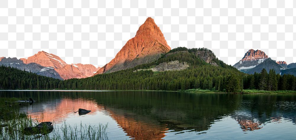Mountain view png border, transparent background