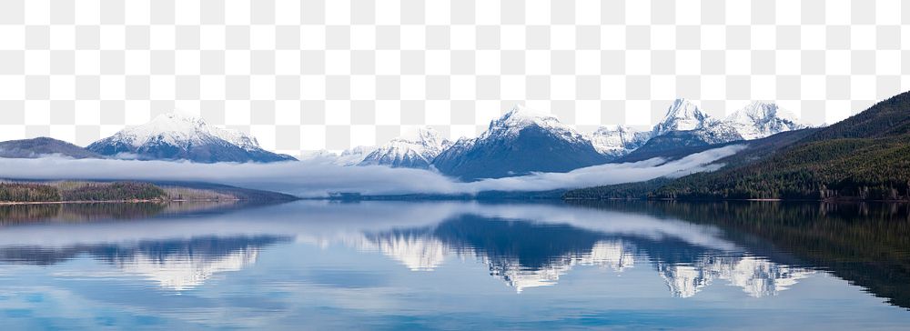 Lake landscape png border, transparent background