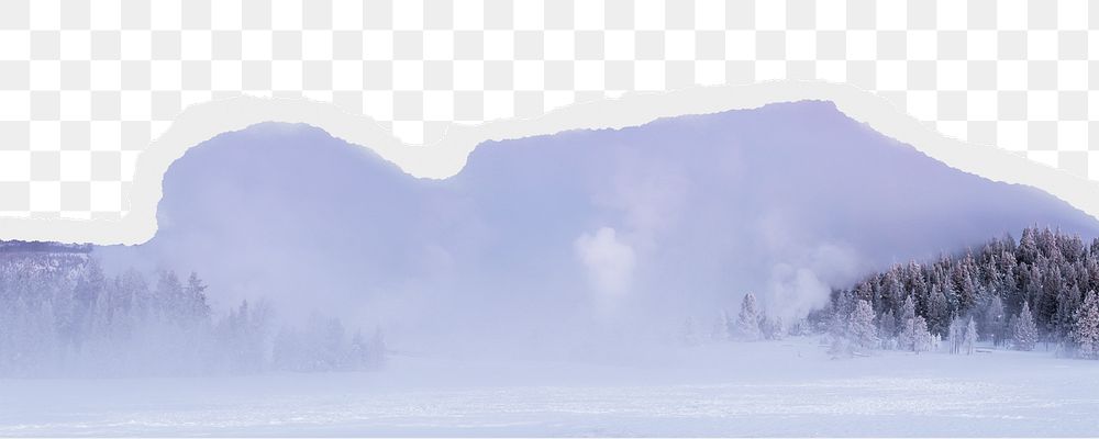 Snow storm png border, torn paper design, transparent background