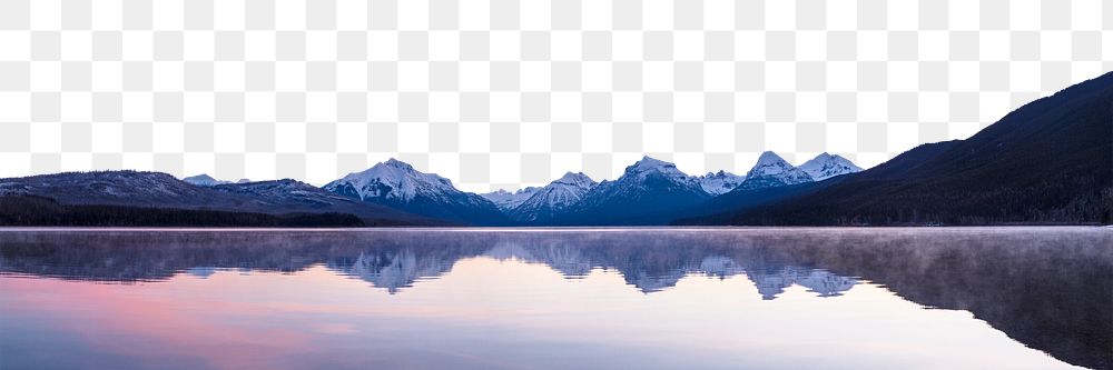 Lake landscape png border, transparent background