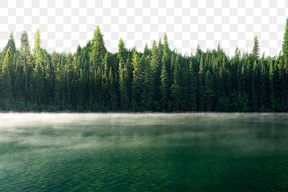 Lake landscape png border, transparent background