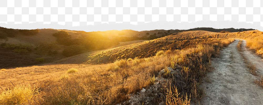 Countryside road png border, torn paper design, transparent background