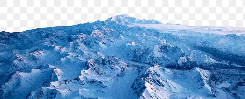 Snow mountain png border, winter aesthetic, transparent background